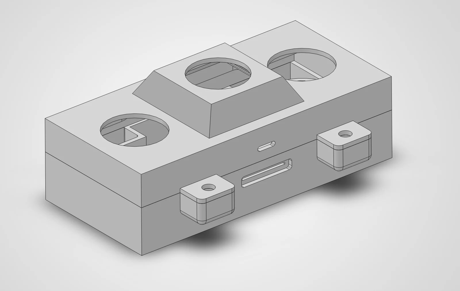 CAD model of the compact camera enclosure.