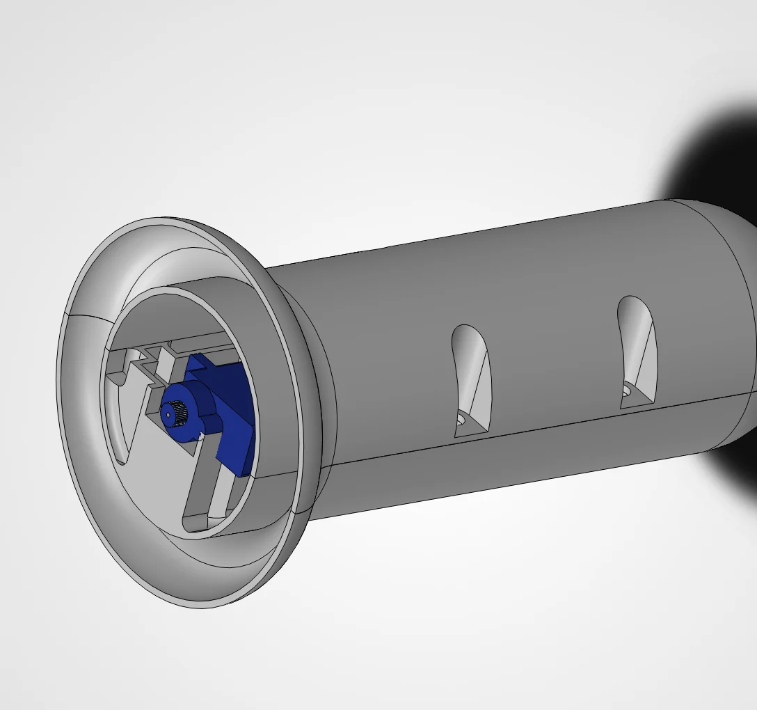 CAD of the handle and servo arrangement.